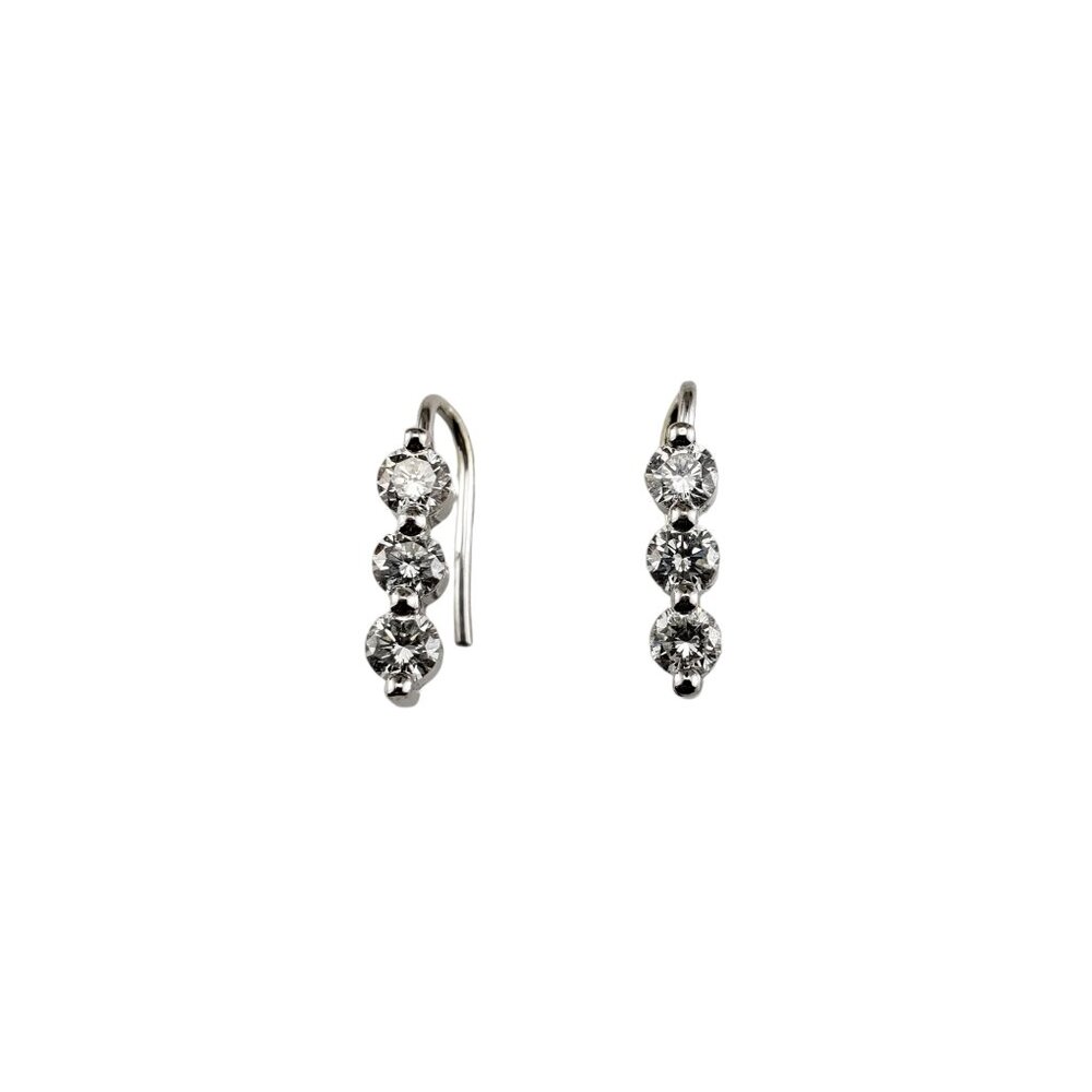 14 Karat White Gold Graduated Diamond Earrings #19234
